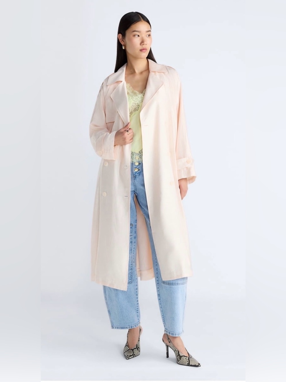 A176 Devil Wears Prada Scoop Collection Women's Plus Trench Blush XXL Coat NWT